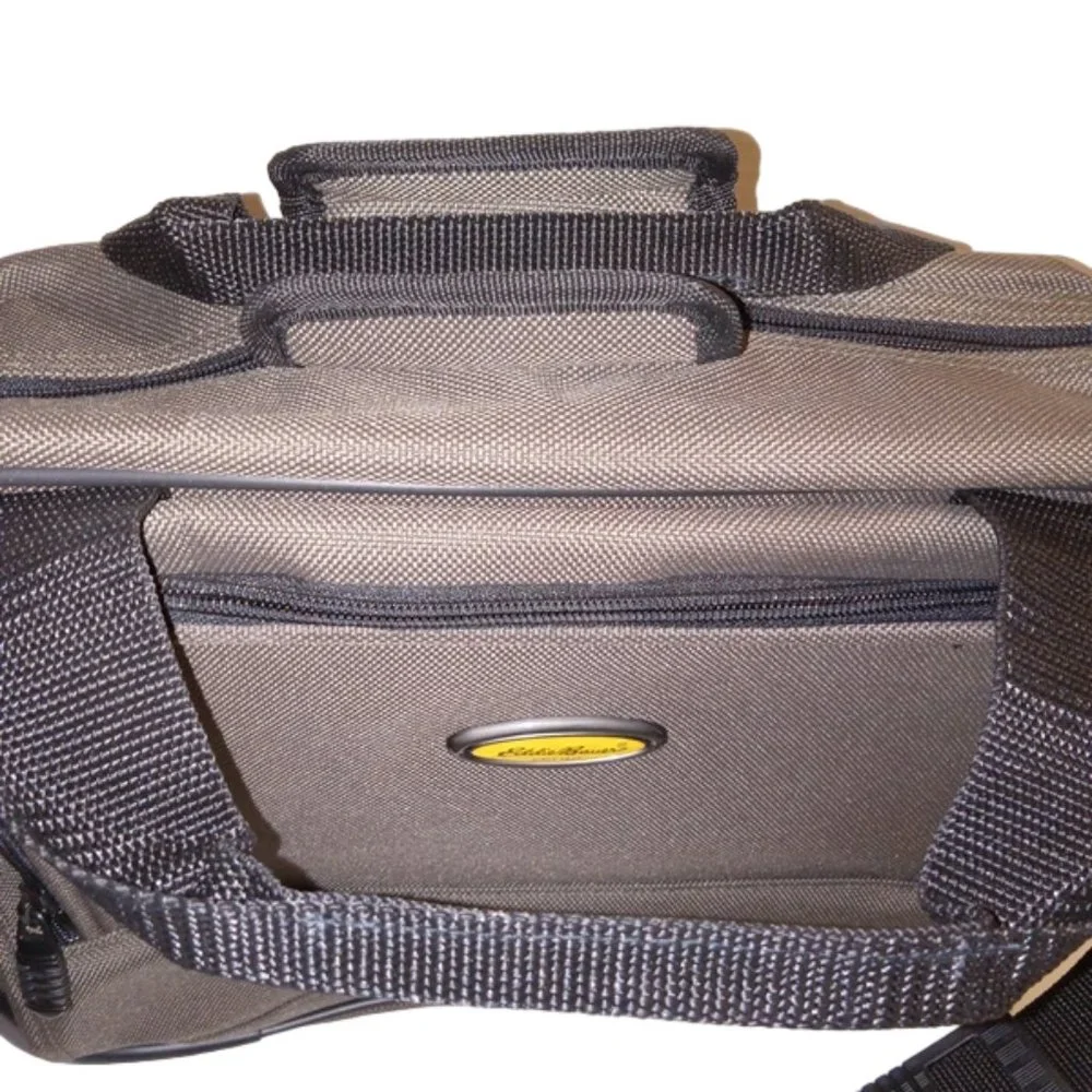 Eddie Bauer Juniper Green Canvas Travel Messenger Luggage Bag EUC